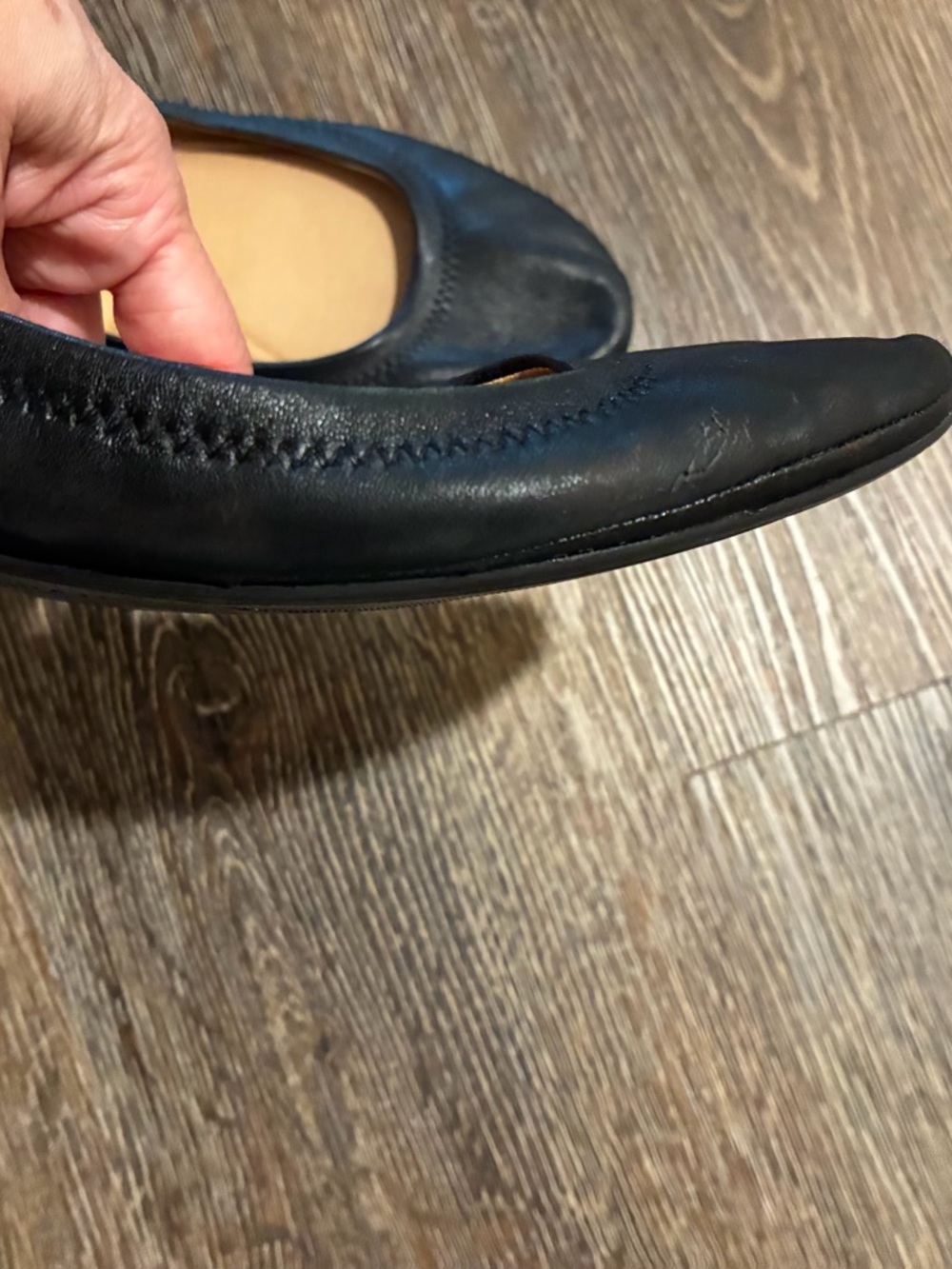 Lucky Brand Black Leather Ballet Flats with Tan Insole - Picture 5 of 6